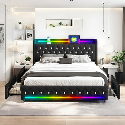 Music Player Bed with Bluetooth Speakers, Queen Size Smart Bed, USB&Type C - Image 5