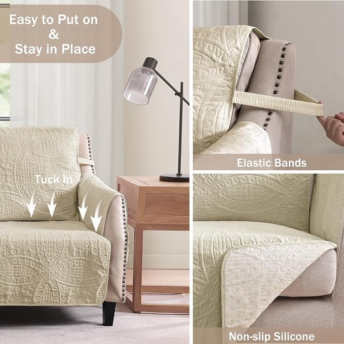 Quilted Grand Sofa Covers for 4 Cushion Couch, Couch Cover for Grand Sofa - Image 5