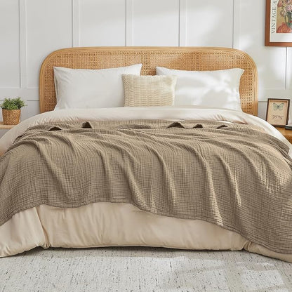 EMME Muslin Blankets for Adults Throw Blanket for Couch Breathable Gauze Soft - Image 2