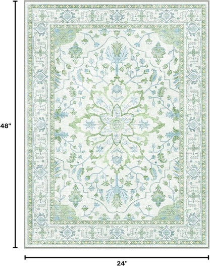 RELEANY Washable Area Rug, Small 2'x4', Water Repellent, Pet Friendly, Vintage - Image 2