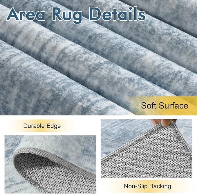 4x6 Ft Area Rugs for Living Room, Soft Non-Slip Washable Rugs Modern Abstract - Image 6