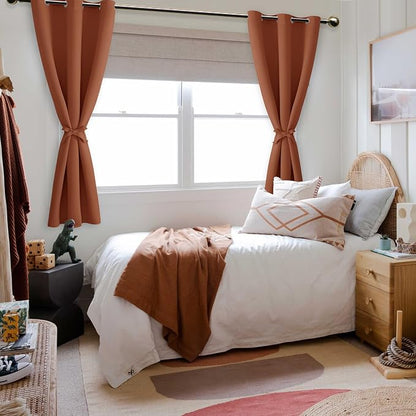 Fall Blackout Curtains for Bedroom 38 x 72 Inch Burnt Ochre 2 Panel | Thermal - Image 6