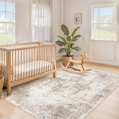 Area Rug 3x5 Washable Rug, Vintage Boho Medallion Entryway Rug Non-Slip Soft - Image 3