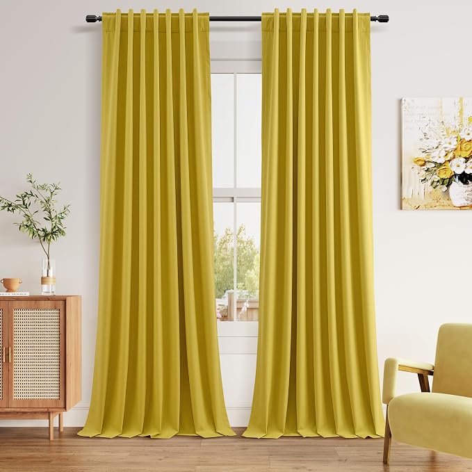 100% Blackout Curtains 96 Inch Length 2 Panels Set by Guken