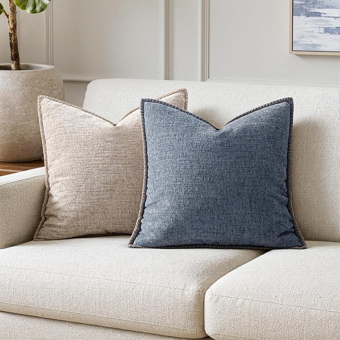 MIULEE Decorative Couch Throw Pillow Covers 18x18 in Dark Grey Blue 2 Pack | - Image 4