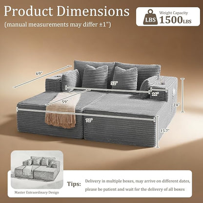72" Cloud Sectional Couch, Comfort U Shaped Sofa - Image 2