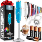 Zulay Powerful Milk Frother Handheld Foam Maker for Lattes - Whisk Drink Mixer for Coffee, Mini Foamer for Cappuccino, Frappe, Matcha, Hot Chocolate by Milk Boss (Teal)