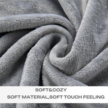 Grey Fleece Plush Throw Blanket 90"x90"for Couch Sofa Fuzzy Cozy Flannel | - Image 4