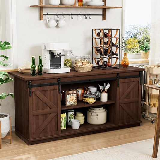 Shahoo Farmhouse Sideboard Buffet Cabinet, Coffee Bar Storage by BuynowfromShahoo