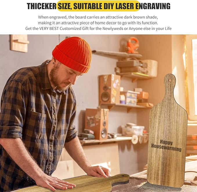 Lounsweer 6 Pcs Thicken Cutting Board Bulk Wood Board for Chopping Serving Charcuterie Material for Laser Engraving Mother' Day Wedding Housewarming Gift