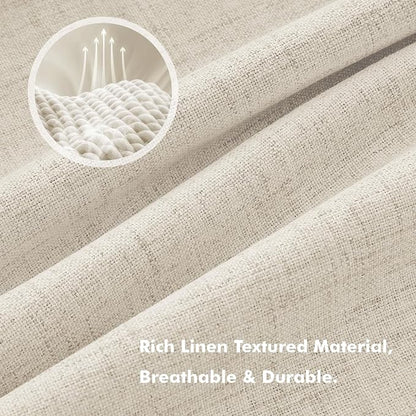 MIULEE 100% Blackout Linen Curtains 42 x 63 Inch Light Ivory 2 Panels | Thermal - Image 3