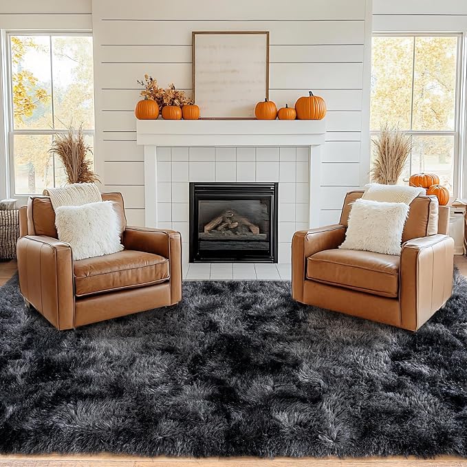 Pionblank Large Area Rug for Living Room 10x14, Fluffy Shag Rug, Dark Grey | - Image 3