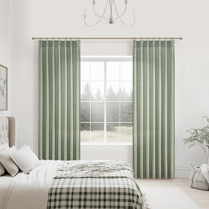 Extra Long Sage Green Thick Linen Sheer Curtains 108 Inches Long - Image 6