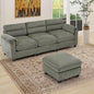 HAOMARKETS Corduroy 2-Piece Sofa Set, Upholstered Ottoman and 3-Seater Sofa by HAOMARKETS