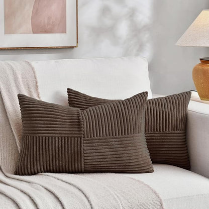 Fancy Homi 2 Packs Dark Brown Lumbar Decorative Throw Pillow Covers 14x22 Inch by Fancy+Homi