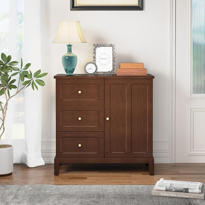 HLR Accent Cabinet with 3 Drawers and Door, Wooden Storage Cabinet with Shelves - Image 3