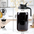 Cold Brew Coffee Maker 64 Oz Mason Jar Iced Coffee Maker 2 Set Half Gallon Glass Pitcher With Pour Spout Lids 2 Quart Wide Mouth Cold Brew Pitcher With Strainer For Fridge, Lemonade, Cold Brew, Milk
