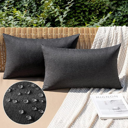 MIULEE Pack of 2 Decorative Outdoor Solid Waterproof Throw Pillow Covers Faux by MIULEE