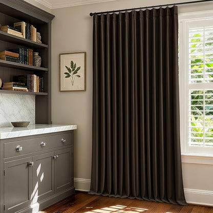 Brown Chocolate Double Layer Linen Blackout Bedroom 105 Inch Curtains | Memory - Image 9
