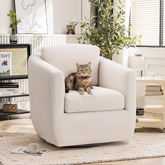 COLAMY 360° Swivel Accent Chair No-Sag Foam & Sturdy Metal Base, Fully by COLAMYHOME