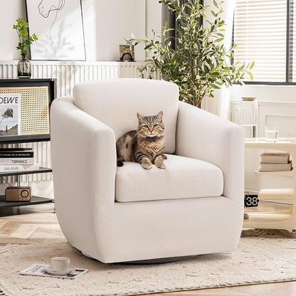 COLAMY 360° Swivel Accent Chair Set of 2 No-Sag Foam & Sturdy Metal Base - Image 3