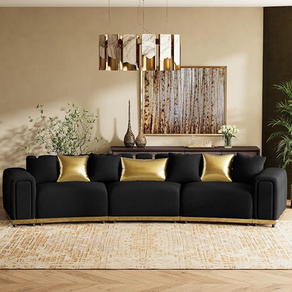 Oversized Luxury Chesterfield Sofa Set Velvet Black and Gold Couch - Image 4