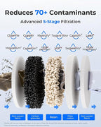 Waterdrop Glass Large 22-Cup Rechargeable Water Filter Dispenser, Reduce 70+ Contaminants, Instant Eco-Friendly Countertop Water Filter System, 5-Stage Soften Water Pitcher, with 1 Filter