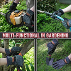 YESWELDER Leather Work Gloves for Men or Women，Suitable for welding & gardening etc. Cowhide leather with cotton lining, wrist closure, grippy and durable.Reinforced palm and finger,Black-gray L