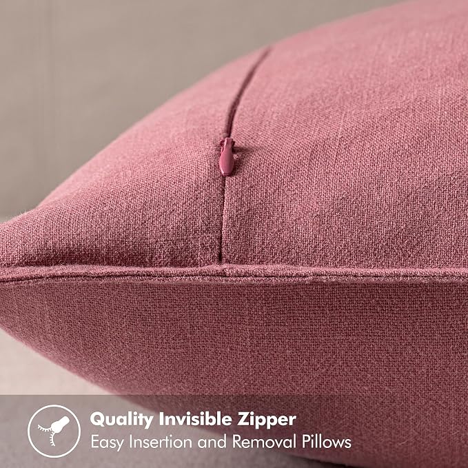 MIULEE Decorative Linen Pillow Covers 18x18 Inch Cranberry Red | Boho - Image 3