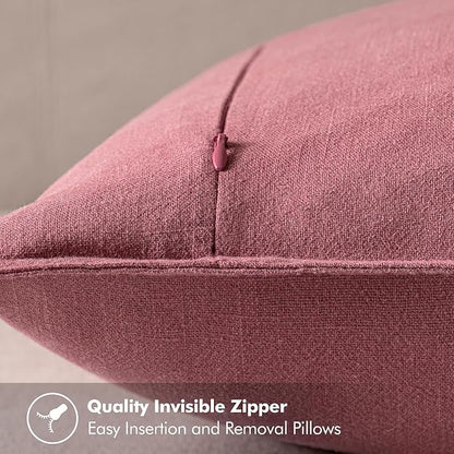 MIULEE Decorative Linen Euro Sham Pillow Covers 22x22 Inch Cranberry Red | Boho - Image 3