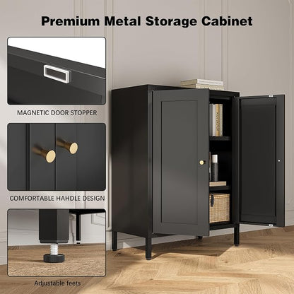Bevivog Small Bathroom Storage Cabinet, Metal Floor Cabinets Sideboard - Image 5