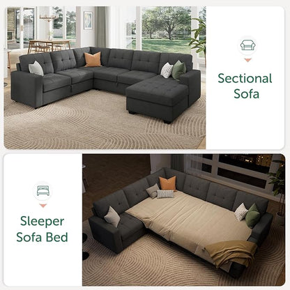 HONBAY Sectional Sleeper Sofa Pull Out Bed - Image 5