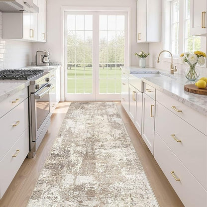LOONGRUG Runner Rug 3x8 Washable Non-Slip Kitchen Neutral Modern Rug | Abstract by LOONGRUG