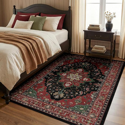 RELEANY Washable Area Rug, Water Repellent, Pet Friendly, Vintage Floral Boho by RELEANY