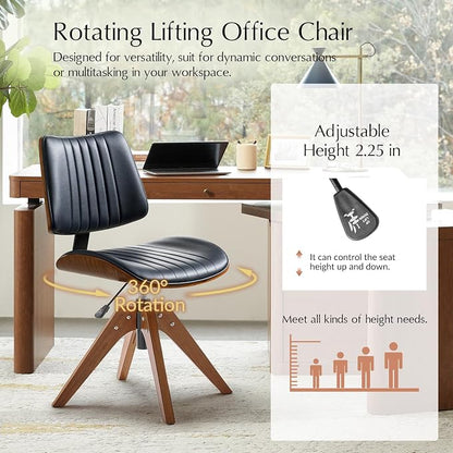 HULALA HOME Faux Leather Home Office Chair - Image 3