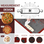 Silicone Pastry Mat Extra Large with Measurements 26''x16'' for Reusable,Non-slip Silicone Baking Mat, Counter, Dough Rolling, Oven Liner,Fondant/Pie Crust (Translucent_Red, 16''W x 26''L)