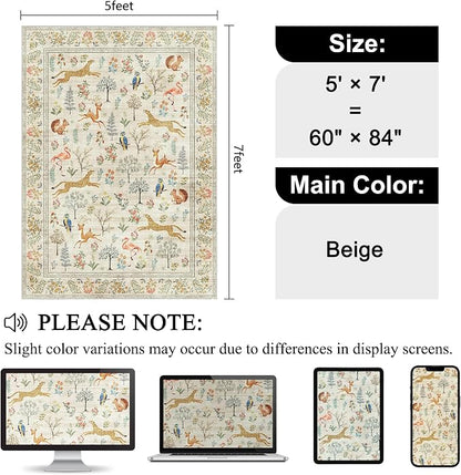 DUKINO 5x7 Area Rugs, Washable Animal Rug - Image 2