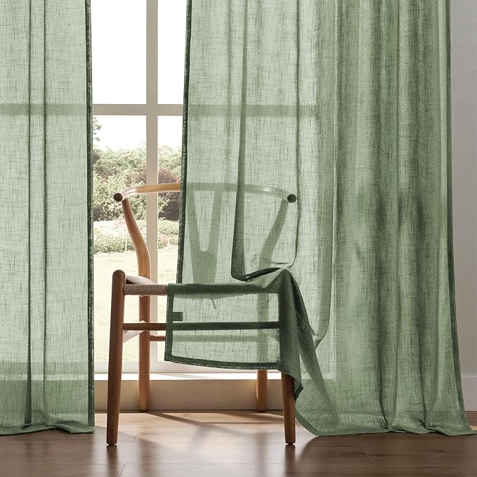 Joydeco Linen Curtains 96 Inch Length 2 Panel Sets, Light Filtering Curtains - Image 5
