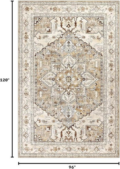Yamaziot Area Rug 8x10, Non-Slip Washable Boho Vintage Living Room Bedroom Rug - Image 2