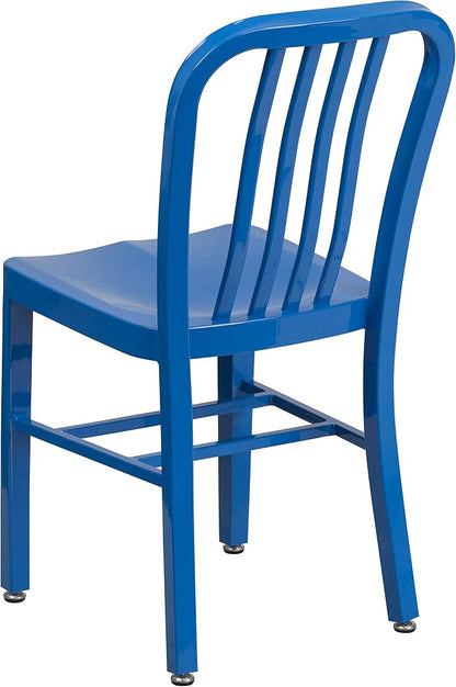 Flash Furniture Gael Commercial Grade 2 Pack Blue Metal Indoor-Outdoor Chair - Image 7