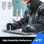 Waterproof Gloves for Men and Women, Freezer Gloves with Grip, Double Nitrile Dipped for Extreme Oil Repellent, for Construction, Mechanics, Mining, Plumbing, Black, Small