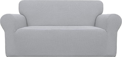 Easy-Going Stretch Loveseat Couch Covers Washable Silver Gray | 1-Piece by Easy-Going