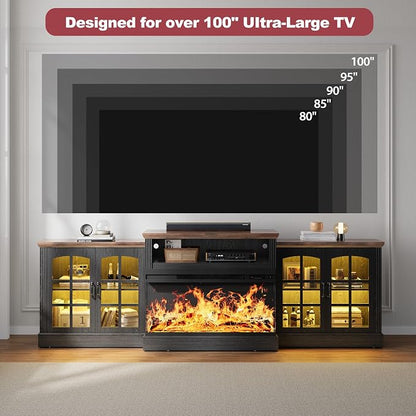 97" Fireplace TV Stand with 36" Electric Fireplace, Farmhouse Entertainment - Image 8