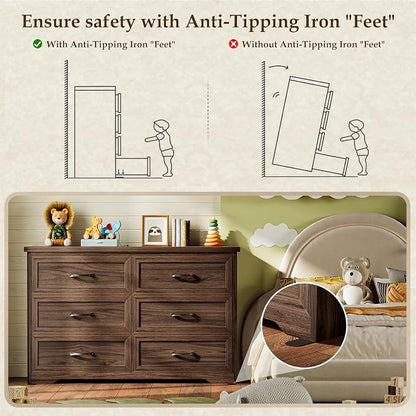 AODK Farmhouse 6 Drawer Dresser - Image 7