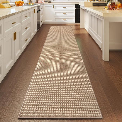 Hallway Runner Rug Extra Long Kitchen Runner Washable Brown 2x10 ft | Boho - Image 2