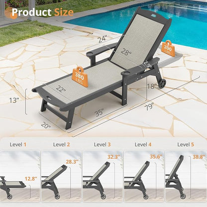 LUE BONA Chaise Lounge Chair Outdoor, HDPS and HDPE Wicker Material, Patio - Image 2