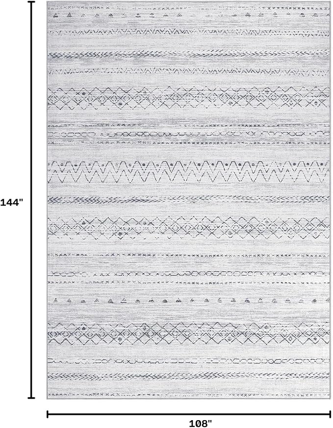 cotiled Boho 9x12 Area Rug for Living Room: Large Moroccan Washable Rug | Stain - Image 2