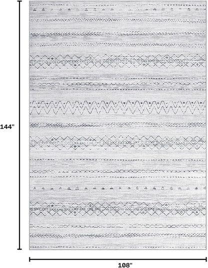 cotiled Boho 9x12 Area Rug for Living Room: Large Moroccan Washable Rug | Stain - Image 2