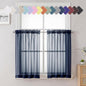 Volie Sheer Curtains Blue Tiers 36 Inches Long 2 Pieces Set, Gauzy Solid Window by Lecloud
