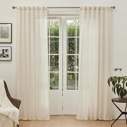 MYSKY HOME Boho Curtains 72 Inch Length, Linen Blend Drapes - Image 2